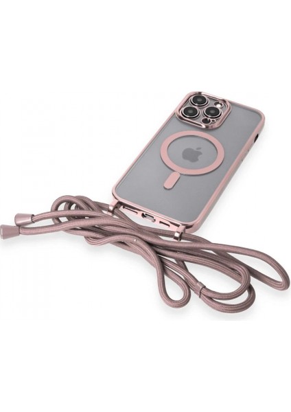 iPhone 14 Pro Kılıf Divo Lazer Askılı Magsafe Kapak - Pembe