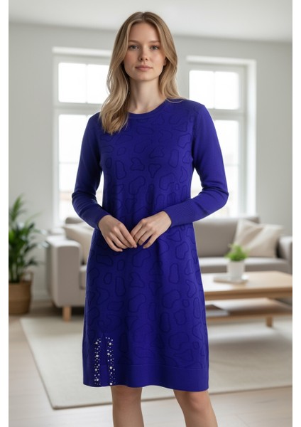 Kadın Önü Desenli Etek Yan Ucu Boncuklu Düşük Kol Tunik modelleri