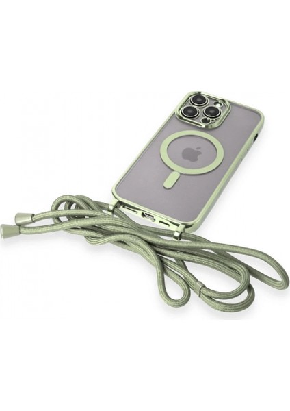 iPhone 14 Pro Kılıf Divo Lazer Askılı Magsafe Kapak - Koyu Yeşil