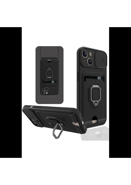 iPhone 15 Kılıf Zuma Kartvizitli Yüzüklü Silikon