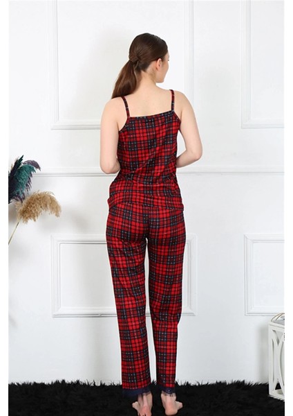 Kadın Ip Askılı Kırmızı Ekoseli Pijama Takım fırsatları