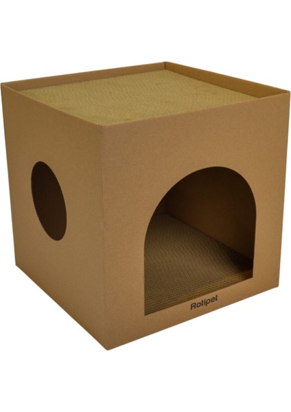 Karton Kedi Evi ve Tırmalama Kutusu 32X32X32 cm –çift Fonksiyonlu Kedi Evi ve Tırmalaması fiyatları
