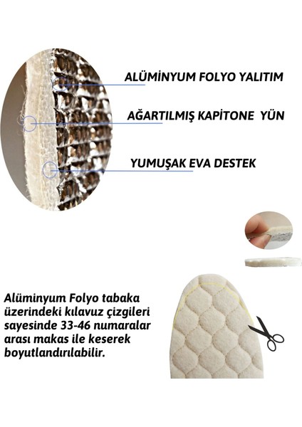 Termal Keçe Konfor Tabanlık, Alüminyum Folyo Isı Yalıtımlı Kışlık Rahat Ayakkabı Tabanı, 1 Çift, Botlar Için Uygun, Ayakkabı Daraltmayan Iç Taban fiyatları