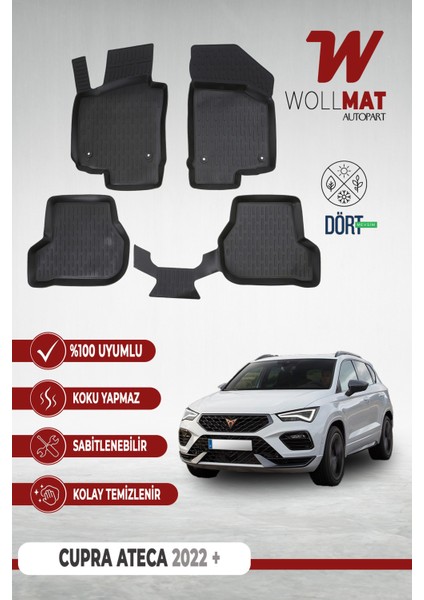 Cupra Ateca Paspas 2022 Sonrası Uyumlu 3D Havuzlu Paspas Seti