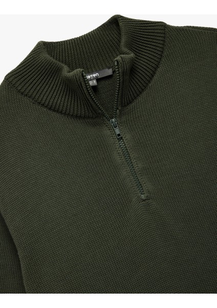 Pamuklu Uzun Kollu Yarım Fermuarlı Triko Kazak modelleri