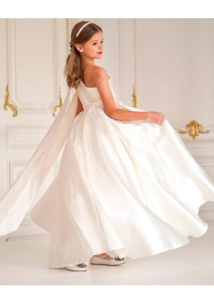 Kız Çocuk Tasarım Omuz Detaylı Prenses Elbise fiyatları