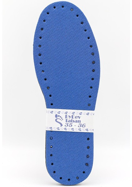 By Dev Renkli Kumaş & Eva & Keçe Taban Saks Mavi (35-36) - 1 Adet