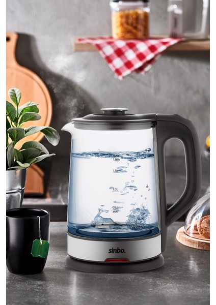 Şeffaf Cam Kettle, Siyah Detaylar, Şık ve Kullanışlı Ev Gereçleri modelleri