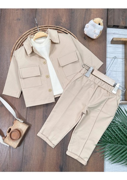 Gabardin Likralı Pamuklu Sweatshirt Premium Kalite 3 Lü Erkek Bebek Takım