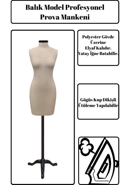 Balık Model Profesyonel Terzi Mankeni Prova Mankeni (36-38-40-42 Beden Seçenekleri)