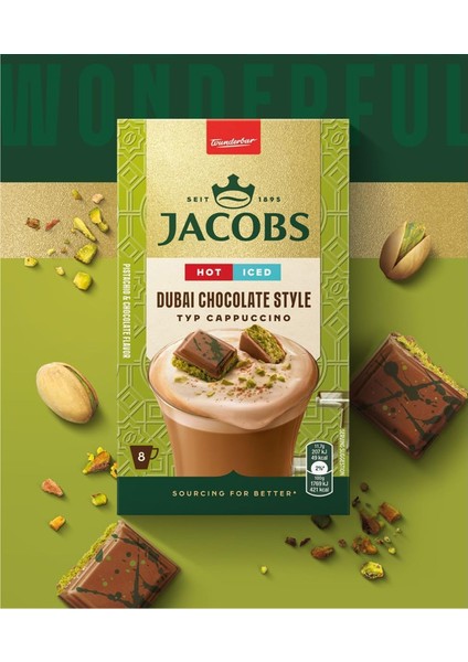 Dubai Çikolatalı Cappuccino 19,5 gr 8 Li x 2 Kutu (16 Adet) fırsatları