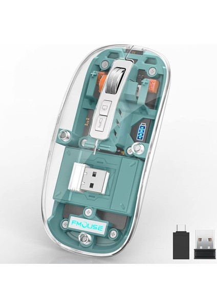 M133 Şeffaf Kablosuz Bluetooth Mouse Üç Modlu Sessiz Şarj Edilebilir modelleri