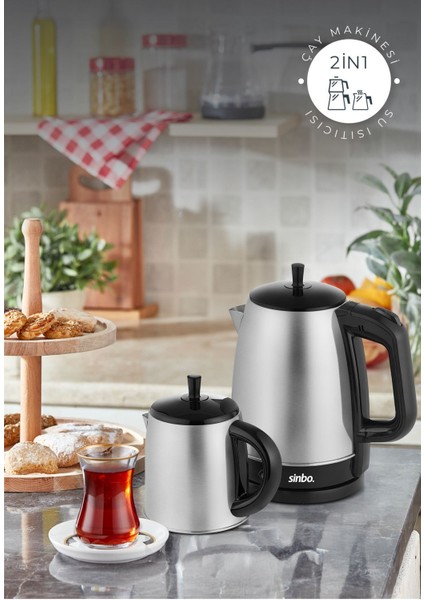 Elektrikli Çay Seti, Modern ve Şık Tasarım, Gri Renk, Hızlı ve Kolay Kullanım fiyatları