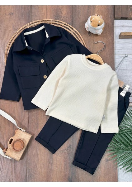 Gabardin Likralı Pamuklu Sweatshirt Premium Kalite 3 Lü Erkek Bebek Takım indirimleri