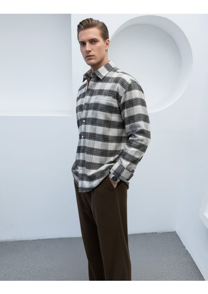 Erkek Bej Oversize Kışlık Ekose Gömlek Flanel Kumaş fiyatları