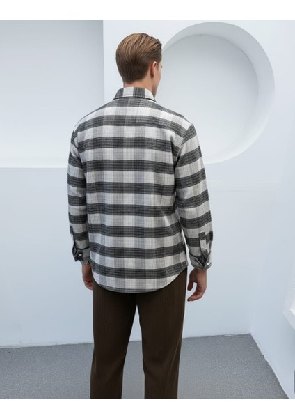 Erkek Bej Oversize Kışlık Ekose Gömlek Flanel Kumaş modelleri