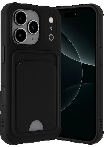 Apple iPhone 17 Pro Max Kelvin Kartvizitli Silikon - Siyah modelleri