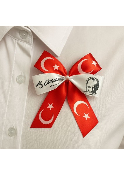 Atatürk -Türk Bayraklı Ayyıldız Desenli Broş- Rozet- 10KASIM 23NISAN 29EKIM 19MAYIS 30AĞUSTOS-KIRMIZI Beyaz Broş