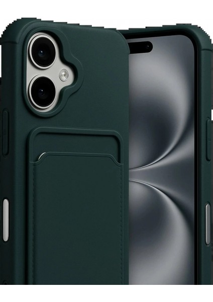 Apple iPhone 17 Kelvin Kartvizitli Silikon - Koyu Yeşil