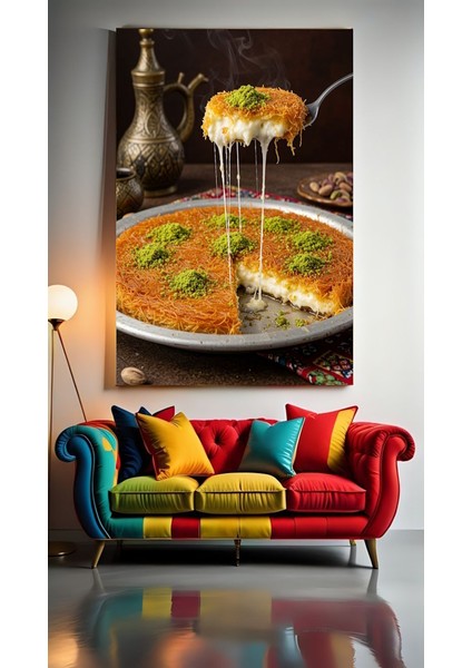 Künefe Tepsi Ev Duvar Salon Güzellik Salonu Ofis Dükkan Dekarasyon Kanvas Tablo