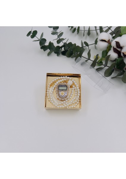 1 Adet Hediyelik Çeyizlik Gold Kutulu Tesbih ve Taşlı Zikirmatik Seti ( Mevlit-Sünnet-Hac-Umre)