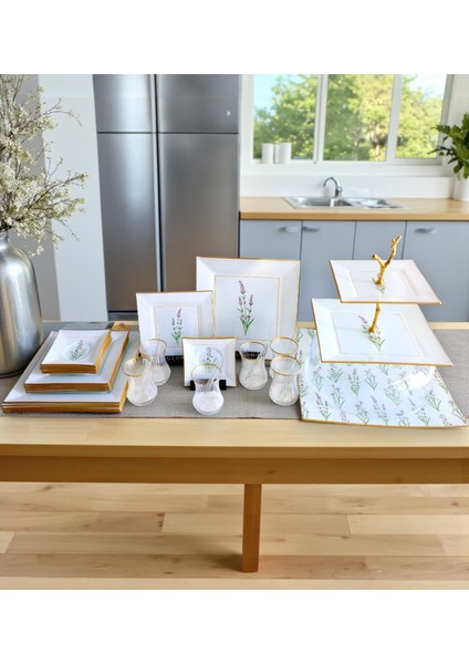 Calabra Kare Opal 34 Parça Çay Pasta Ikram Takımı