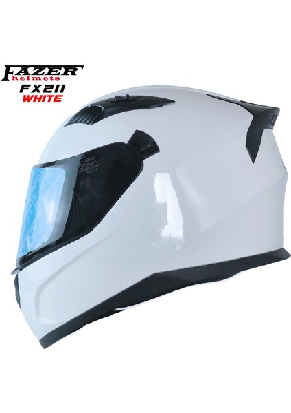 Forza Fx Beyaz Full Face ( Kapalı ) Güneş Vizörlü ( Gözlüklü ) Motorsiklet Kaskı