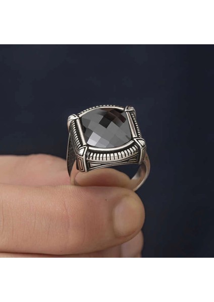 Gümüş Siyah Zirkon Taşlı Erkek Yüzük indirimleri