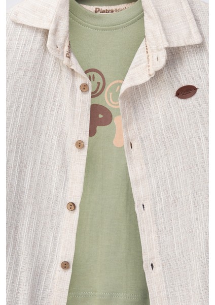 Emoji Baskılı %100 Pamuk Müslin Kumaş Bebek ve Çocuk Erkek Üçlü Takım modelleri