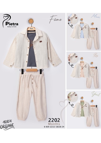 Emoji Baskılı %100 Pamuk Müslin Kumaş Bebek ve Çocuk Erkek Üçlü Takım fırsatları