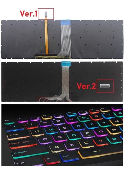 Msı GE73 Raider, GE73 7rd, GE73VR, GE73VR 7rf Notebook Klavye - Tuş Takımı / Ver.1 - Siyah - Tr - Backlit - Rgb