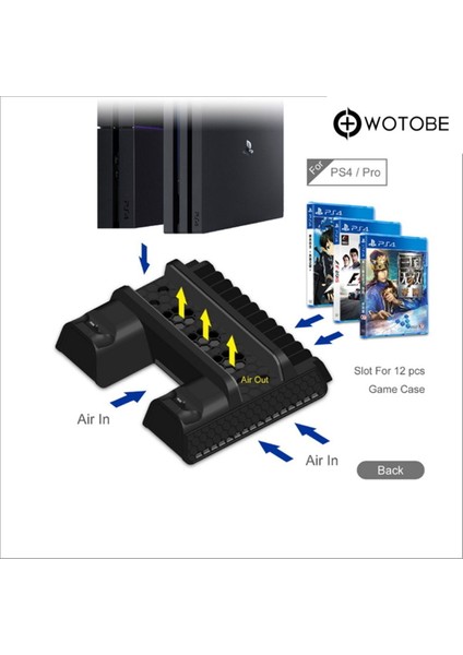 Playstation 4 Pro/slim Çok Amaçlı Şarj Istasyonlu Fanlı Soğutucu Stand modelleri