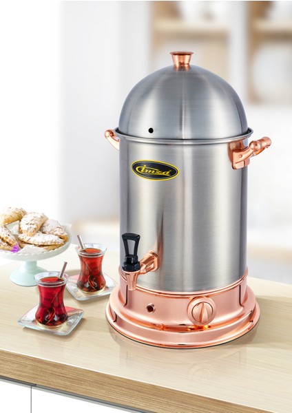 Şık Bakır Sıcak Su Kazanı 8 Litre, Gri Renk, Dayanıklı ve Estetik Tasarım