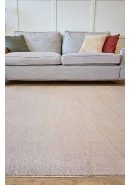 Yoga 5013 Bej - Kaymaz Yıkanabilir Halı | Yumuşak Dokulu Düz Renk Halı fiyatları