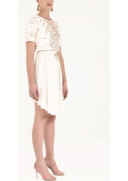 Ekru Pileli Ipek Etek 80401