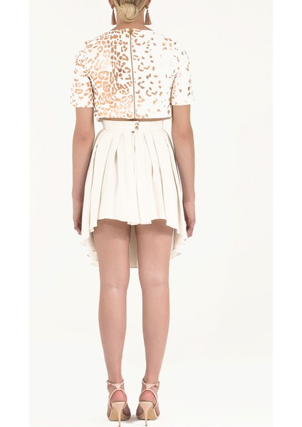 Ekru Pileli Ipek Etek 80401