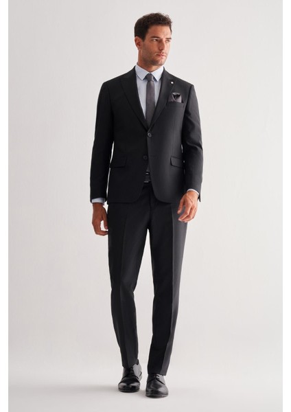 Siyah Kırlangıç Yaka Tam Astar 6 Drop Slim Fit Esnek Takım Elbise 1001255156 fiyatları