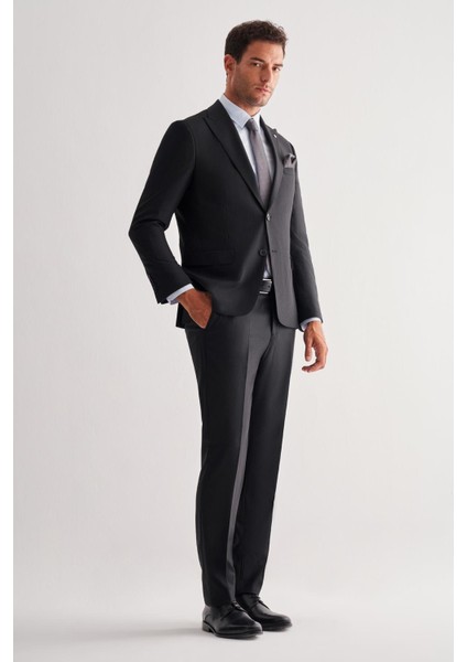 Siyah Kırlangıç Yaka Tam Astar 6 Drop Slim Fit Esnek Takım Elbise 1001255156 modelleri