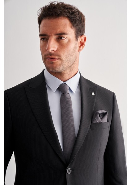 Siyah Kırlangıç Yaka Tam Astar 6 Drop Slim Fit Esnek Takım Elbise 1001255156 fırsatları