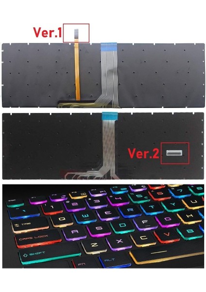 Msı GE73 Raider, GE73 7rd, GE73VR, GE73VR 7rf Notebook Klavye - Tuş Takımı / Ver.2 - Siyah - Tr - Backlit - Rgb