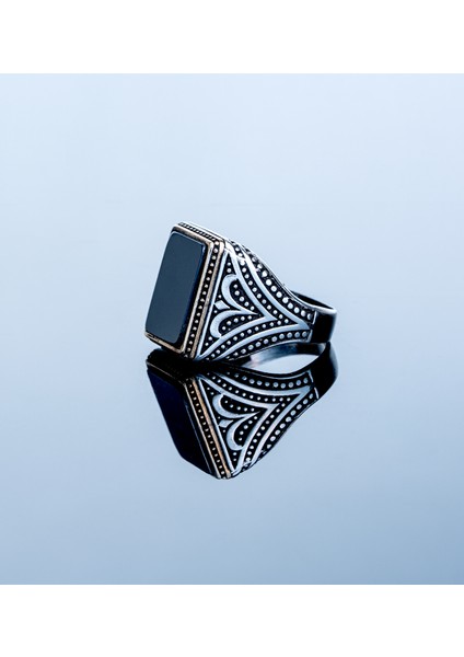 Osmanlı Stil 925 Ayar Gümüş Vintage Siyah Oniks Taşlı Yüzük Parmağa Göre Ayarlanır 12.78 gr fiyatları