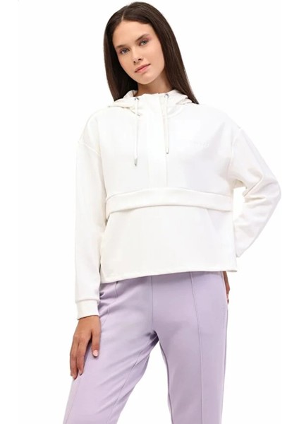 17ROSA Kapsonlu Fermuarli Kadin Sweat - Ekru