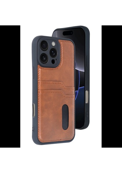 iPhone 16 Pro Kılıf Sara Kartvizitli Deri Kılıf