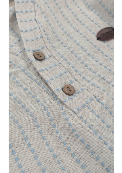 V Yaka Çizgili %100 Pamuk Müslin Kumaş Bebek ve Çocuk Erkek Ikili Takım modelleri