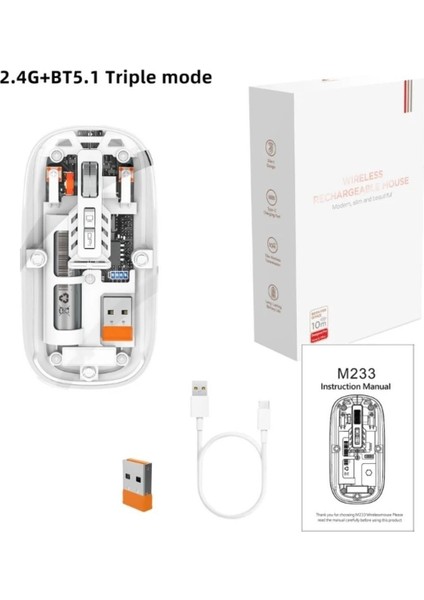 M133 Şeffaf Kablosuz Bluetooth Mouse Üç Modlu Sessiz Şarj Edilebilir fiyatları