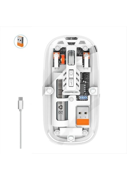 M133 Şeffaf Kablosuz Bluetooth Mouse Üç Modlu Sessiz Şarj Edilebilir modelleri