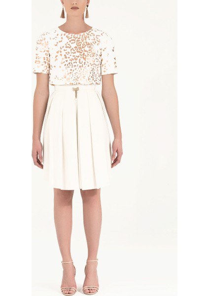 Ekru Pileli Ipek Etek 80401