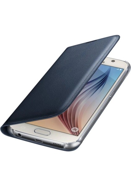 Samsung Galaxy S6 Flip Wallet Deri Orjinal Lacivert- EF-WG920PBE