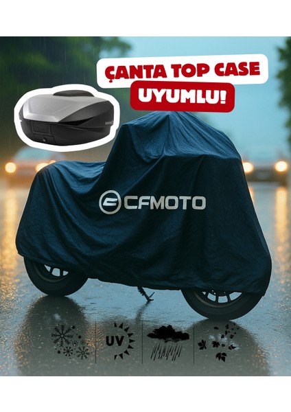 Cf Moto 800 mt Touring Motor Branda Siyah Su Geçirmez Topcase Çanta Uyumlu Logolu Motosiklet Brandası