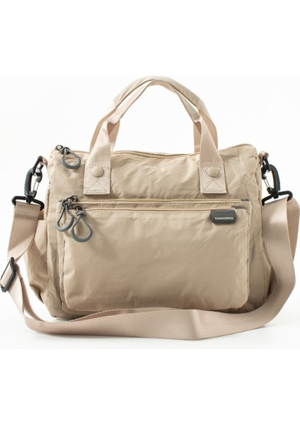 Sanmorris 6000 Kadın 4 Bölmeli Krinkıl Kumaş Ayarlanabilir Çapraz Askılı El ve Omuz Çantası